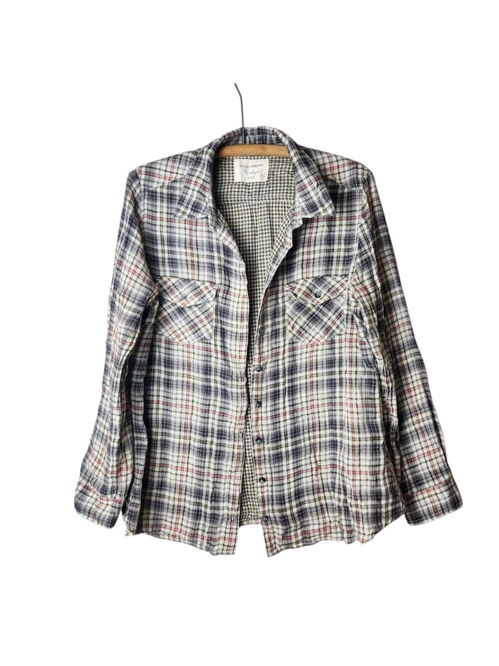 Denver Hayes Vintage Plaid Button Up Top XL